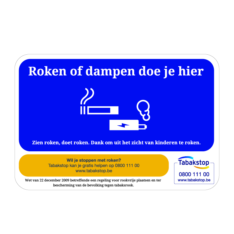 Verkeersbord met beugel Rookzone (voor wettelijk rookvrije terreinen)